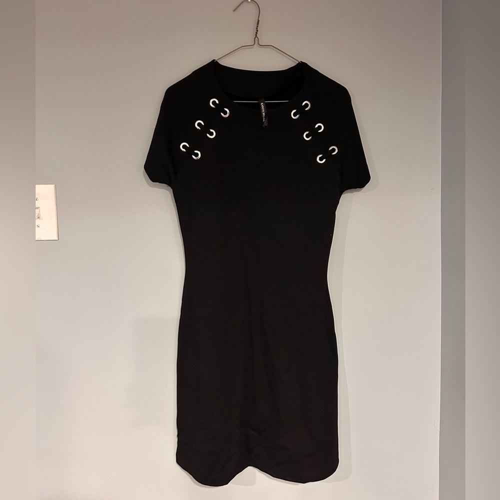 Karen Millen Black Mini Dress with Eyelet Accents
